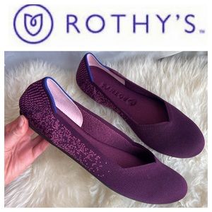 Rothys Retired Fig Python Flats Rubber Size 11 Round Toe